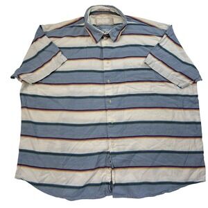 Vintage American Terrain Men 4XL Button Up Shirt Multicolor Striped Short Sleeve